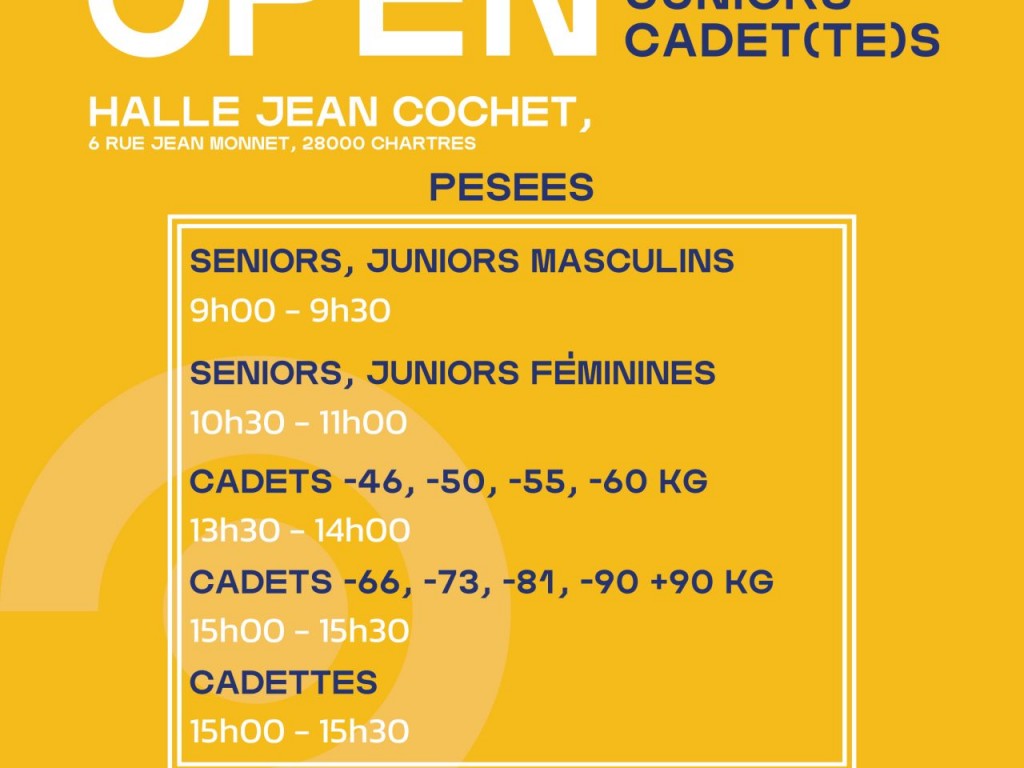 Image de l'actu 'Open séniors, juniors et cadet(te)s St Georges sur Eure, dimanche 3 Mai 2026'