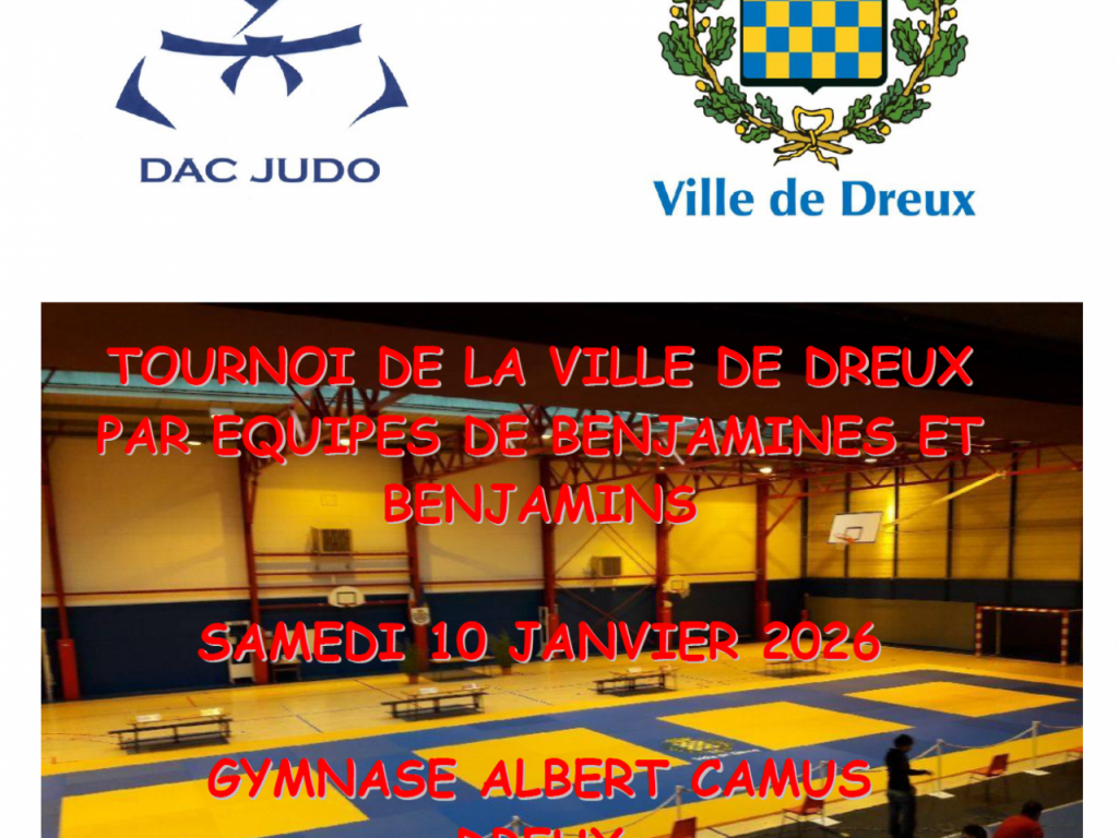 Image de l'actu 'Tournoi de la ville de Dreux Par équipes de Benjamines et Benjamins samedi 10 Janvier'